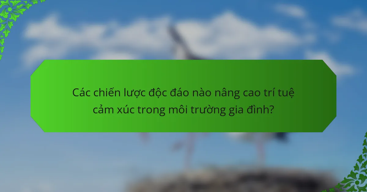 Các chiến lược độc đáo nào nâng cao trí tuệ cảm xúc trong môi trường gia đình?