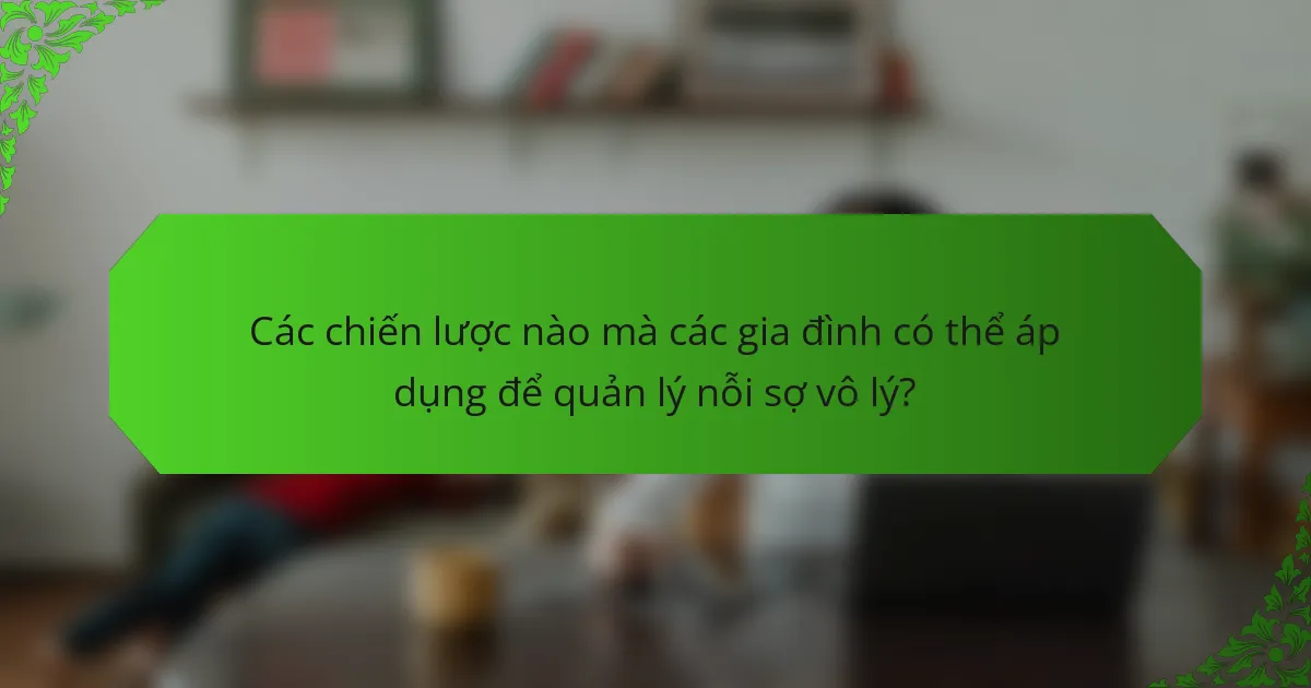Các chiến lược nào mà các gia đình có thể áp dụng để quản lý nỗi sợ vô lý?