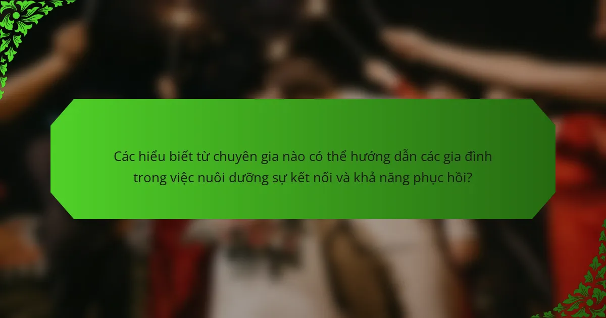 Các hiểu biết từ chuyên gia nào có thể hướng dẫn các gia đình trong việc nuôi dưỡng sự kết nối và khả năng phục hồi?