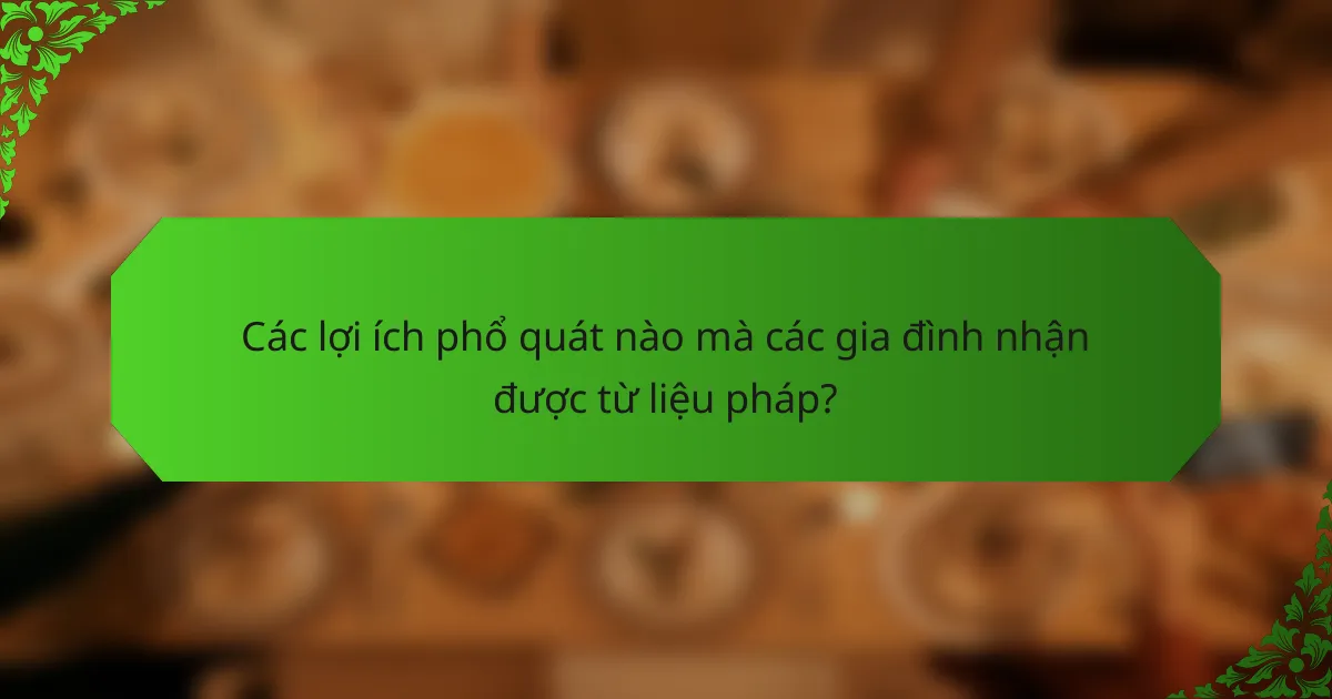 Các lợi ích phổ quát nào mà các gia đình nhận được từ liệu pháp?