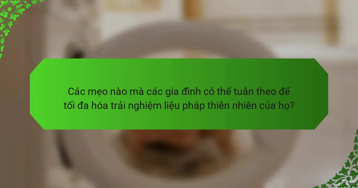 Các mẹo nào mà các gia đình có thể tuân theo để tối đa hóa trải nghiệm liệu pháp thiên nhiên của họ?