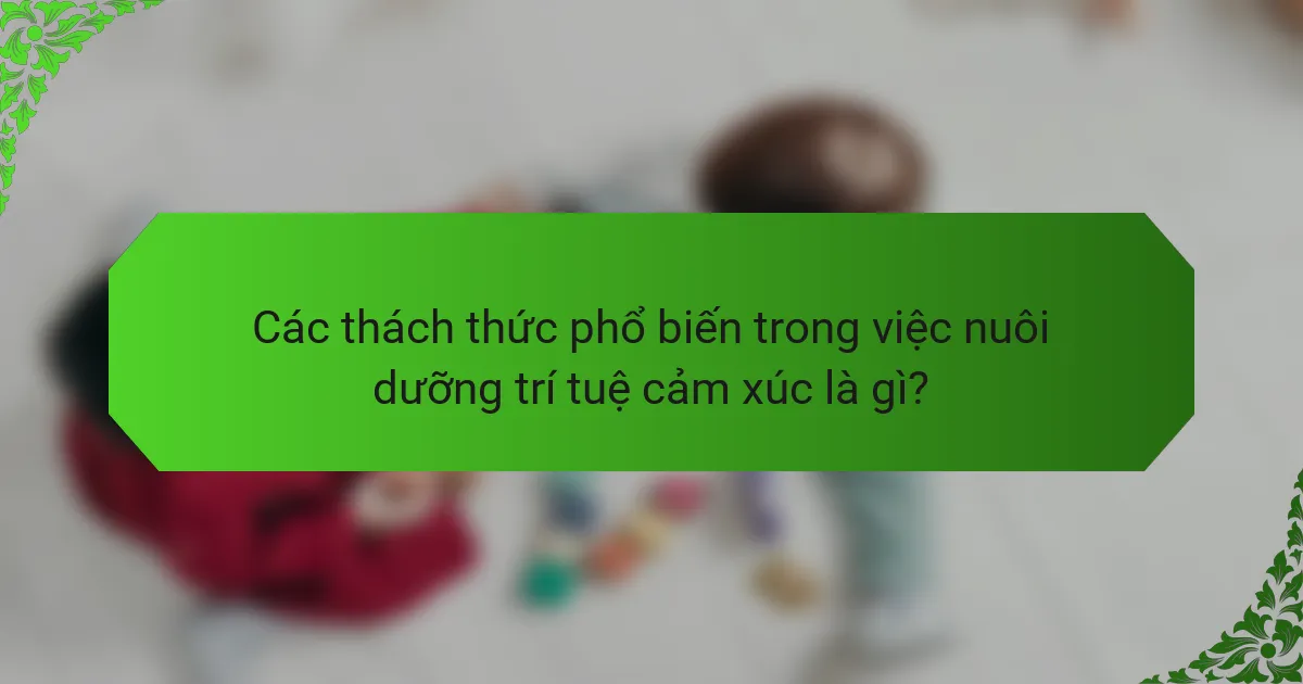 Các thách thức phổ biến trong việc nuôi dưỡng trí tuệ cảm xúc là gì?