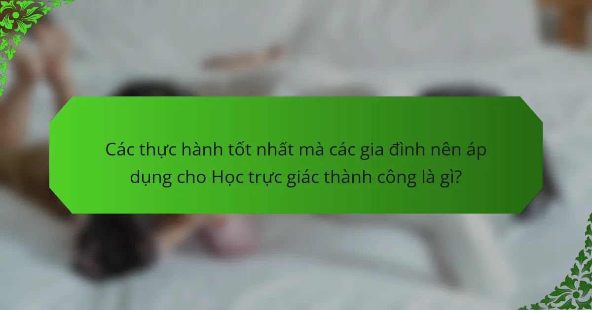Các thực hành tốt nhất mà các gia đình nên áp dụng cho Học trực giác thành công là gì?