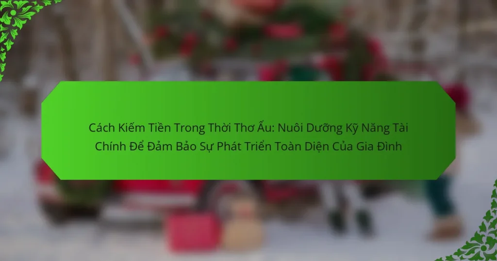 Cách Kiếm Tiền Trong Thời Thơ Ấu: Nuôi Dưỡng Kỹ Năng Tài Chính Để Đảm Bảo Sự Phát Triển Toàn Diện Của Gia Đình
