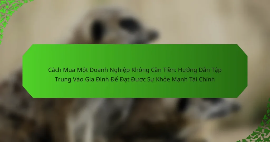 Cách Mua Một Doanh Nghiệp Không Cần Tiền: Hướng Dẫn Tập Trung Vào Gia Đình Để Đạt Được Sự Khỏe Mạnh Tài Chính