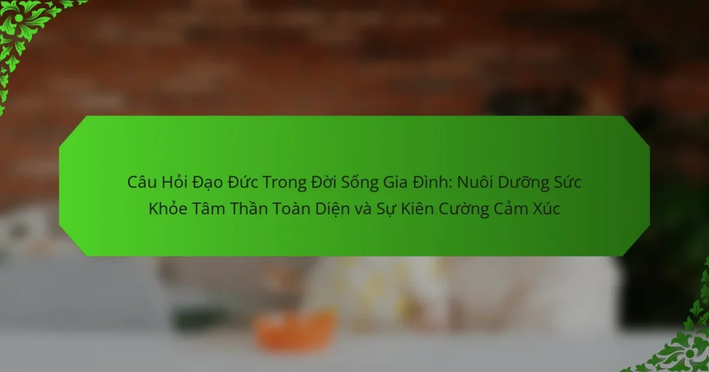 Câu Hỏi Đạo Đức Trong Đời Sống Gia Đình: Nuôi Dưỡng Sức Khỏe Tâm Thần Toàn Diện và Sự Kiên Cường Cảm Xúc