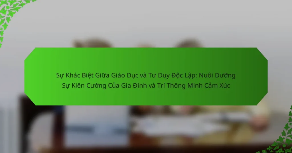Sự Khác Biệt Giữa Giáo Dục và Tư Duy Độc Lập: Nuôi Dưỡng Sự Kiên Cường Của Gia Đình và Trí Thông Minh Cảm Xúc