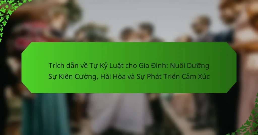 Trích dẫn về Tự Kỷ Luật cho Gia Đình: Nuôi Dưỡng Sự Kiên Cường, Hài Hòa và Sự Phát Triển Cảm Xúc