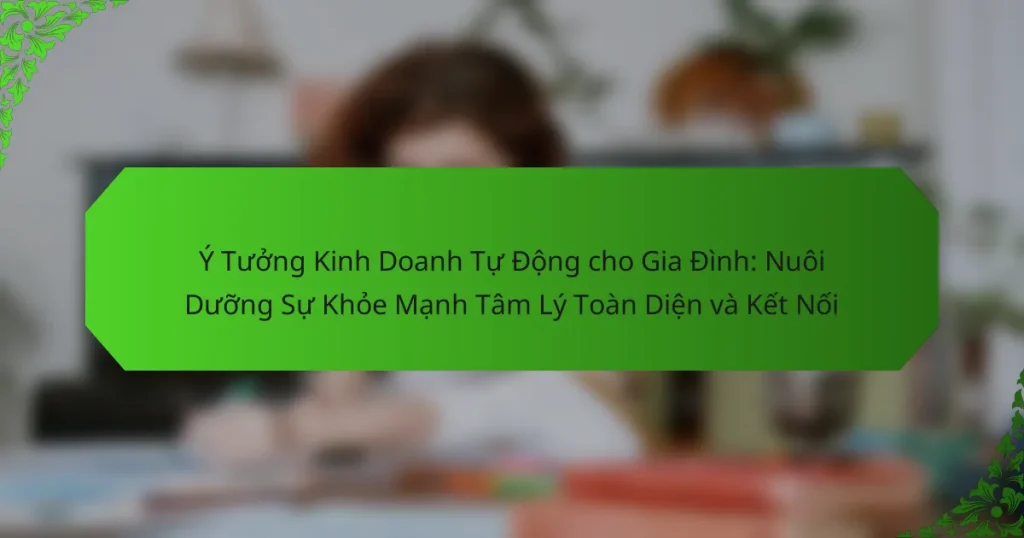 Ý Tưởng Kinh Doanh Tự Động cho Gia Đình: Nuôi Dưỡng Sự Khỏe Mạnh Tâm Lý Toàn Diện và Kết Nối