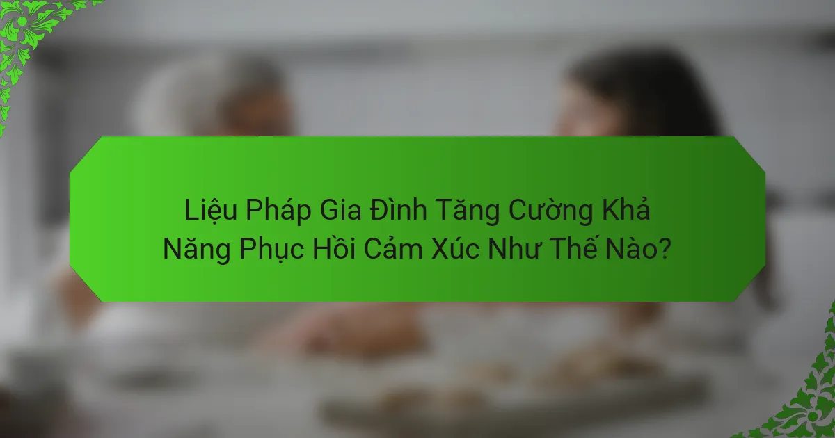 Liệu Pháp Gia Đình Tăng Cường Khả Năng Phục Hồi Cảm Xúc Như Thế Nào?