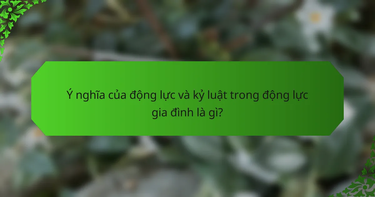 Ý nghĩa của động lực và kỷ luật trong động lực gia đình là gì?